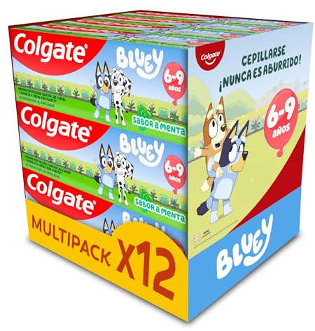 Colgate Tandkräm för barn, 12 st x 50 ml, tandkräm med fluor och anti-karieskydd, minskar plack, ändrar färg vid borstning, utvecklad för barn från 6 till 9 år, mild mynta