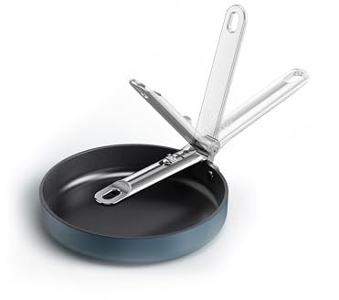 Joseph Joseph Space 8 Nonstick Frying Pan Skillet with Folding Handle, Ceramic Coating, Induction & Oven Safe