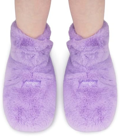 NEWGO Hausschuhe Mikrowelle Wärmesocken Beheizbare Wärme-Hausschuhe Fußwärmer Körnerkissen Schuhe Damen & Herren Wärmeschuhe Hot Socks - Körnersocken Fußwärmer - Lila