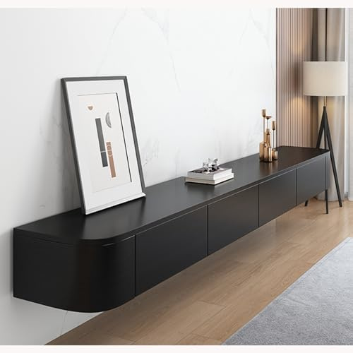 HYANXUE TV-Schrank, hängend, TV-Wandregale mit Tür, Multimedia-Konsole, große Aufbewahrung unter dem Fernseher (schwarz, 160 cm)
