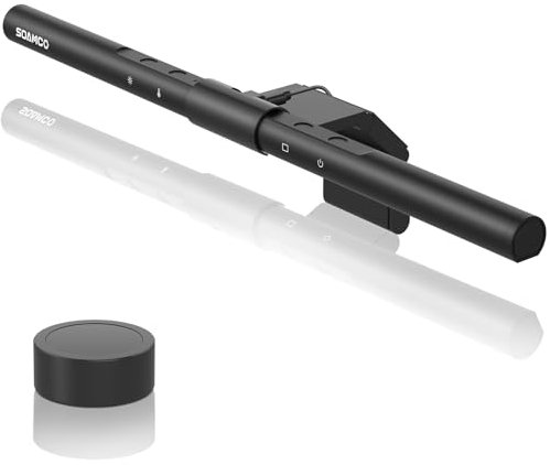 SOAMCO Monitor Light Bar - Computer Monitor Lamp with Wireless Remote Control, USB-C Screenbar Auto-Dimming Lamp Bar Adjustable Brightness & Color Temperature No Glare Eye-Care