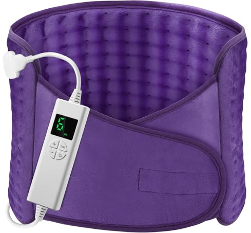 Termoforo Elettrico OneAmg 126x30cm Termoforo Lombare con 6 Livelli di Temperatura e Spegnimento Automatico Riscaldamento Rapido Lavabile Cuscino Termico Elettrico Per Schiena Spalle Addome Violetta