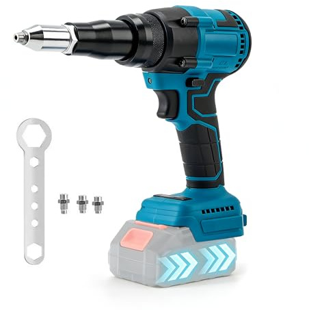 Pistolet à Rivets 18V Sans Fil Brushless 20000N, Pince à Riveter Électrique Compatible avec Batterie Makita, Riveteuse à Batterie pour Rivets Aveugles 2.4-4.8mm, 3 Buses Inox,Batterie Non Incluse