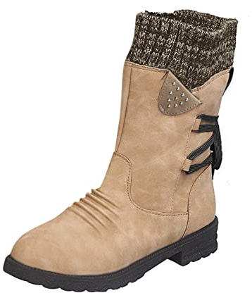 Rainboots Stivali al Ginocchio Stivaletti Donna Pioggia Barefoot Scarpe Invernali Anfibi da Imbottiti Caldo Foderato Scarponcini Cachi 40
