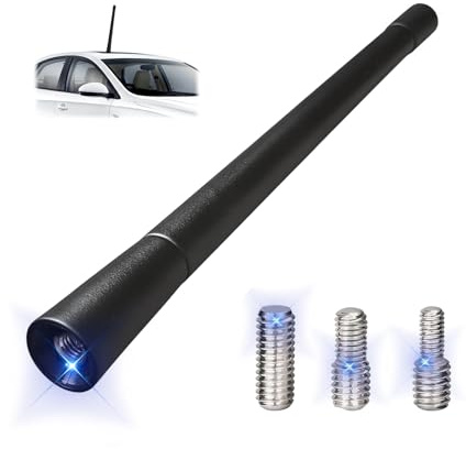 Antena Universal para Coche, 17.5cm Mini Antena Coche Corta para Radio FM/Am, Compatibile con Todos los Coches Camiones SUV, con Tornillos M6.0 M5.0 M4.0