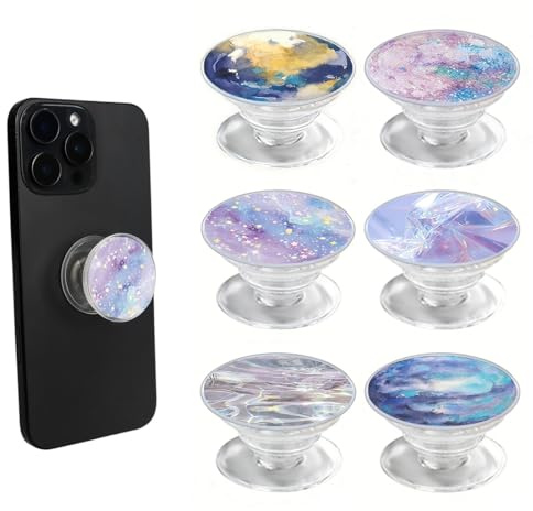 VEOIRXU 6 Piezas Soporte de Anillo de Agarre Para Teléfono Móvil Rotación de 360° Agarre Seguro Comodidad Diaria Para Smartphones y Tabletas Plegable y Retráctil (6 Estilos)