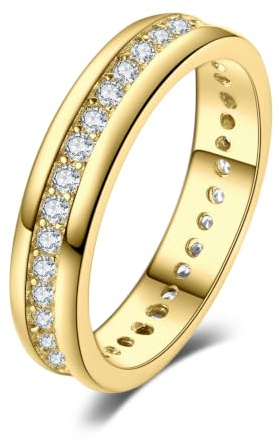 JewelryPalace Ringar kvinnor vigselringar damer, zirkonia vigselringar damring förlovningsring förlovningsring ring ring ring set med vighetsring, damsmycke förgyllt 46