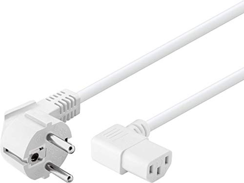goobay 96043 Kaltgerätekabel 1,5m / 90 Grad C13 Kaltgerätebuchse & Schutzkontaktstecker / Universelles PC Monitor PC Stromkabel C13 Winkelstecker Netzkabel / Weiß / 1,5m