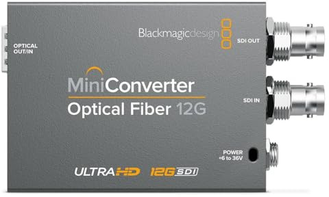 Blackmagic Design Mini Converter Optical Fiber 12G Active video converter - Conversor de vídeo (3840 x 2160 Pixeles, 525i,625i,720p,1080i,1080p,2160p, Active video converter, Gris, 6 - 36 V, 2 W)