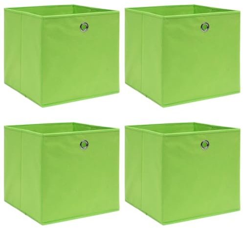 vidaXL 4x Aufbewahrungsbox Zusammenklappbar Spielkiste Regalkorb Faltkiste Korb Kinderbox Box Kiste Regalbox Staubox Grün 32×32×32cm Stoff