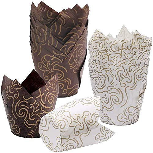 Youery 100 Pièces Tasses de Papier de Cuisson de Tulipe, Caissettes pour Muffin Cupcake, Moule et Décoration de Pâtisserie