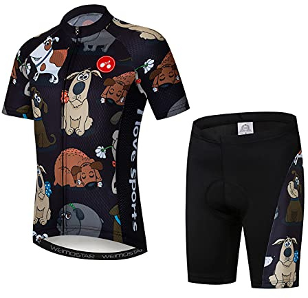 weimostar Cykling Jersey shorts set vadderad kostym barn cykel toppar skjorta mountain bike ridning
