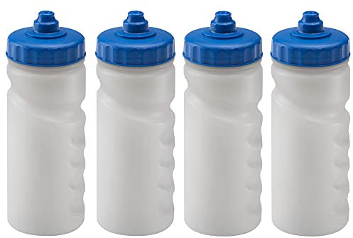 Foxberry 500ml Reusable Water Bottles - 4 Pack - Hands Free Lid - Spill Proof and Leak Proof Spout - BPA Free - Dishwasher Safe - Blank For DIY Decoration - Kids - School - Sports - Clubs (Light Blue)
