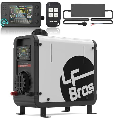 LF Bros Portable Diesel Air Heater 5KW- Compact 12V/24V/220-240V All-in-One Parking Heater with Remote Control & LCD Timer Switch for Campervan, Tent, Workshop, Garage (White)