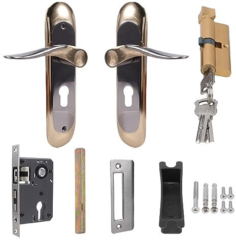 Plmvhpb Manija de Puerta Interior para el Hogar con Cerradura de Seguridad Juego de Llaves de AleacióN de Aluminio