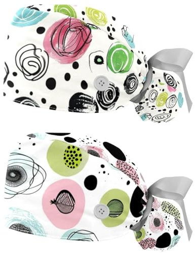 YTYVAGT 2-Pc,Gourd-Shaped Working Cap,Fisherman Hat with Buttons and Cotton Sweatband,Easter Doodle Ornamental Eggs