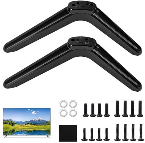 2 Pcs TV Feet Replacement, Universal TV Leg Stand Base for 32 40 49 50 55 Inch Flat Screens, ABS Legs with Screws & Gaskets, Non-Slip Design Quick Install, No Tools Required, Supports LCD/LED/OLED TVs