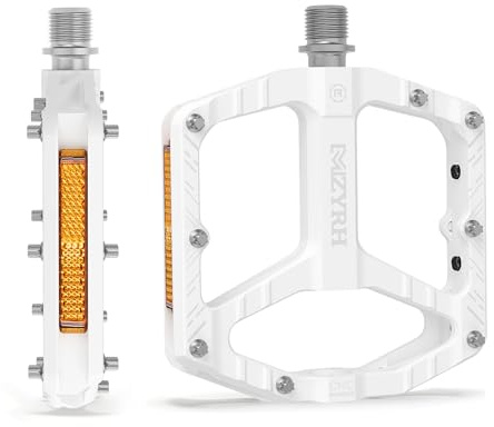 MZYRH Mountain Bike Pedals MTB Pedals,9/16 Non-Slip Lightweight Aluminum Alloy Bicycle Pedals for Road Mountain BMX MTB (White)