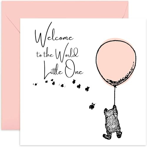 New Baby Girl Greeting Cards for Expecting Parents - For Mummy Daddy Grandparents of Daughter - Celebrating Birth 'Welcome Little One' - Congratulations to You - Pink Bear Design - Blank inside