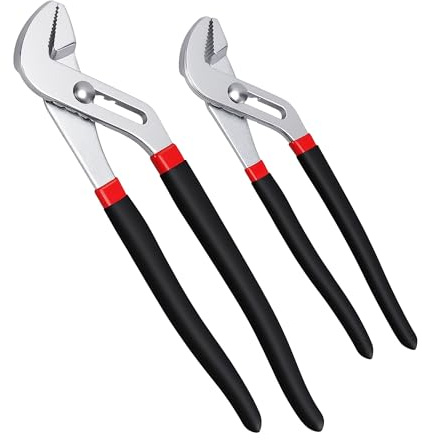NAMYEUT 2-pack vattenpump tång set, 10 och 30 cm justerbara kolstål VVS-grepp, spårfog tungtång för rörledning duschreparation