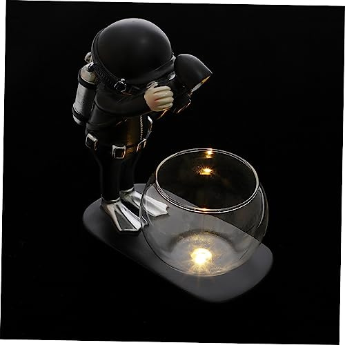 Creative Diver Modeling Vase Illuminated Hydroponic Glass Planter for Desktop Decoration Unique Glass Vase for Home and Garden Decor