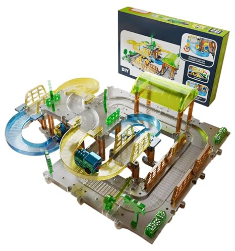 Juego De Tren Eléctrico para Niños | Vías De Tren con Batería Recargable | Juego Educativo para Fiestas Cumpleaños Ciudad Granja Colección Afición