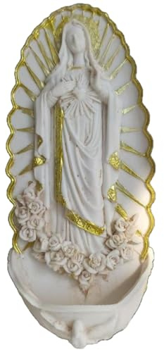 Fuente de Agua bendita, Colgante Decorativo de Resina de 3x7 Pulgadas para Colgar en la Pared, Regalos religiosos para el hogar y la Iglesia