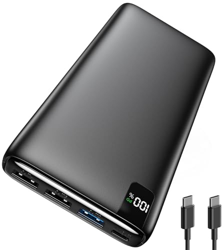 A ADDTOP Power Bank 20 000 mAh – 22,5 W snabbladdningsfunktion, powerbank med 4 utgångar, externa mobiltelefonbatterier PD3.0 QC4.0 USB C-på/av, liten bärbar laddare för iPhone, galax, surfplatta, etc