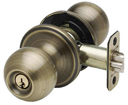 Copper Creek BK2040AB Ball Door Knob, Keyed Entry Function, 1 Pack, in Antique Brass
