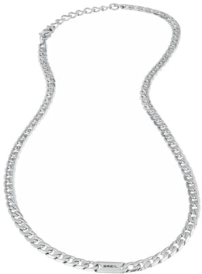 Breil, Collezione Groovy, Collana Uomo con Catena in Acciaio Lucido, Pratica Chiusura a Moschettone, Idee Regalo Uomo e Ragazzo