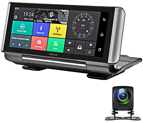 MSQL Cámara DVR para automóvil 4G de 7 Pulgadas, cámara de Tablero con Espejo de Doble Lente FHD 1080P, videocámara con Monitor Remoto GPS Android ADAS, 180 ° Plegable, grabación en Bucle