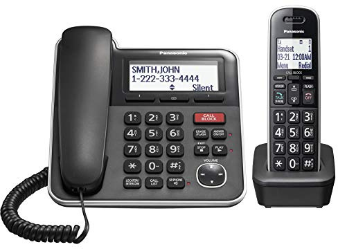 Panasonic Expandable Corded/Cordless Phone System with Answering Machine and One Touch Call Blocking – 1 Handset - KX-TGB850B (Black)