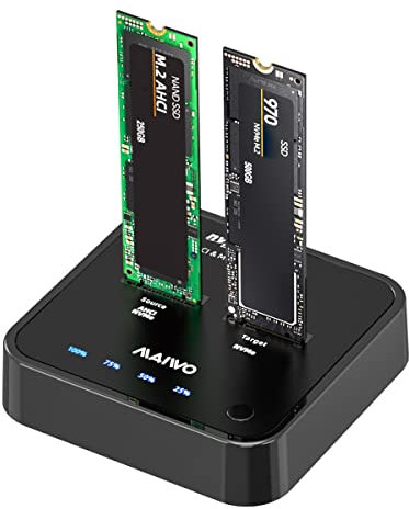 MAIWO K3016P2 Dockingstation Clone M.2 NVME/AHCI 2 Bay, M.2 Duplikator für USB 3.2 20Gbps mit Klonfunktion Offline.