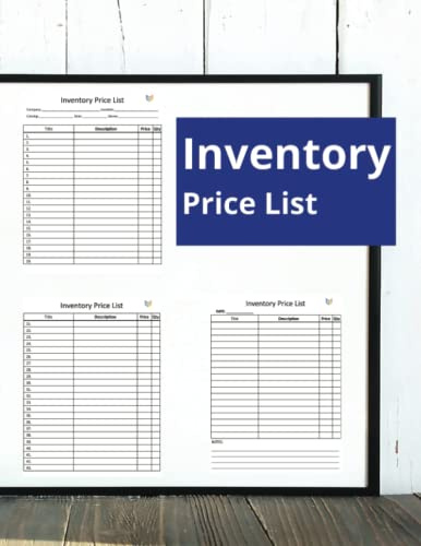 Inventory Price List: Simple Inventory log book | deal For Small Business Inventory Tracking | Home Office or Personal | Inventory Management | ... Sheets | Record Book | 110 Pages, 8.5 x 11