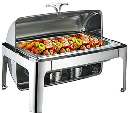 Calentador De Alimentos Estufa De Buffet Rectángulo Chafing Dish, 9L Chafing Dish Set Food Warmer Buffet, Acero Inoxidable For Kitchen Party