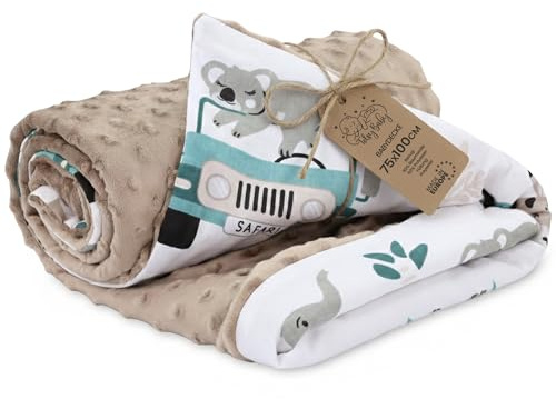 Couverture bebe naissance tissu peluche toutes saisons 75x100 cm - cosy plaid enfant de landau et lits bébé pour emmaillotage ou couvertures d'emmaillotage pour garçons et filles Coton Oeko-Tex