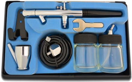 Pistola de aerógrafo para el kit de compresor de aerógrafo de doble acción - pistola especial y aguja, pistola UNIVERSAL, OPTIMAL para aprender diferentes técnicas (Doble Acción Gun 128 D 0,35)