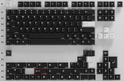 PBTFans White-on-black Base kit simple - Keycaps i högsta kvalitet med i PBT double-shot - Cherry MX - WOB - knappar och tangenter