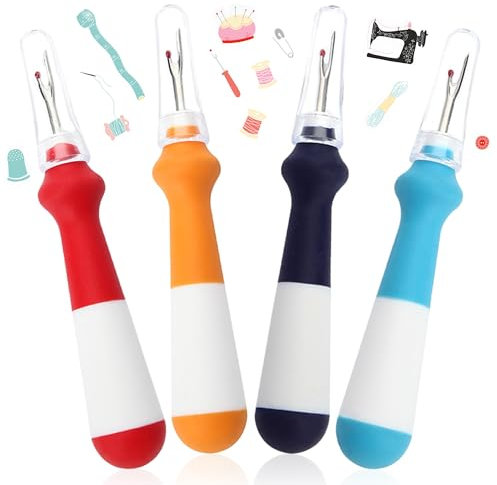 Nähen Nahttrenner 4 Stück Saumtrenner Seam Ripper Set mit Schutzkappe Ausbesserungsentferner Nahttrenner Zum Nähen Säumen Schnellnähentferner Nähwerkzeug Faden Trenner profi für Hand Sticken DIY