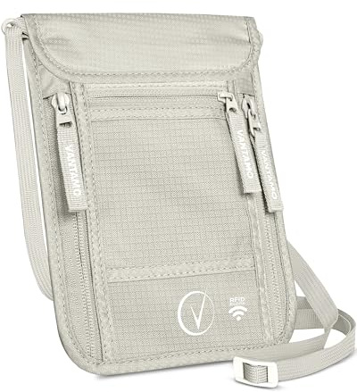 Vantamo Umhängeetui und Reisepasshülle, RFID-geschützt, Reisepasshülle für Damen und Herren, Wolkengrau
