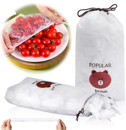 SHANHAIKX 200PCS Charlotte Alimentaire Reutilisable,Couvercles de Bols Réutilisables,Film Etirable Elastique en Plastique Jetable,Film Alimentaire avec Élastiqués,pour Aliments Fruits