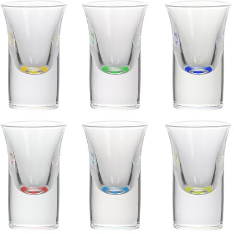 Vasos de Chupito de Colores, 6pcs Vasitos de Vidrio para Chupitos, 30ml, para Tequila, Vodka, Whisky, Ginebra
