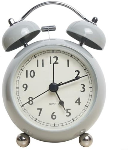 Sveglia antica a doppia campana con anello extra forte, perfetta per anziani (grigio)