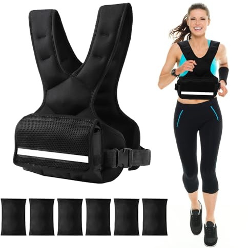 Weighted Vest for Men and Women, Vest with 6 Ironsand Weights for Home Workouts | Adjustable Body Weight Vest Exercise Set for Cardio and Strength Training (1.8-4.5KG)