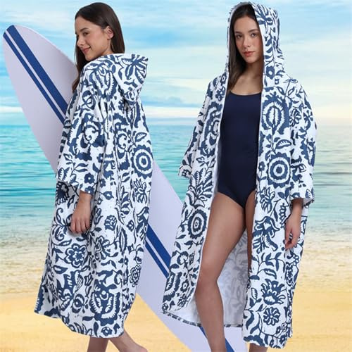 HPLSZCN Poncho da surf per trasloco da spiaggia, per uomini, adulti, ragazzi, poncho da bagno, in microfibra, ultraleggero e ad asciugatura rapida, anche come aiuto per spogliatoio, spiaggia (blu)