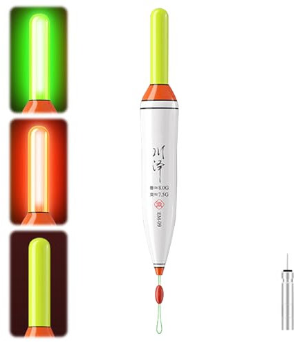 Kaezuy LED Posen Angeln Mit Bissanzeiger Farbwechselnder Schwimmer CR425 Batterie Nano Material Für See Fluss Teich Angelposen Mit Weitwurf 80M Wasserdicht Gravity-Sensing (A)