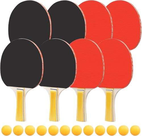 Ping Pong Paddles Set - Portable Table Tennis Racket Set With 8 Bats, 12 Balls for Beginners Indoor Outdoor