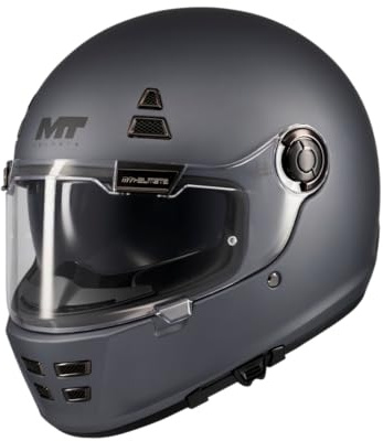 MT Helmets Jarama SV – Casco Moto Integral Retro con Visor Solar Retráctil Full Vision, Interior Lavable, Ventilación Avanzada y Calota HIRP | Homologado ECE 22.06 & DOT