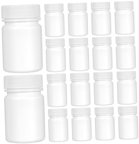 Abaodam Portapillole 50ml Set da 20 Pezzi Bottiglie di Stoccaggio Capsule Coperchio Trasparente Piccole Bottiglie da Viaggio Sicure per Farmaci e Integratori Uso Quotidiano