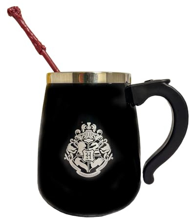 Harry Potter Tazza con bacchetta magica, tazza auto-mescolante, un must per maghi e babbani, 350ml, Tazza da caffè Harry Potter auto-mescolante